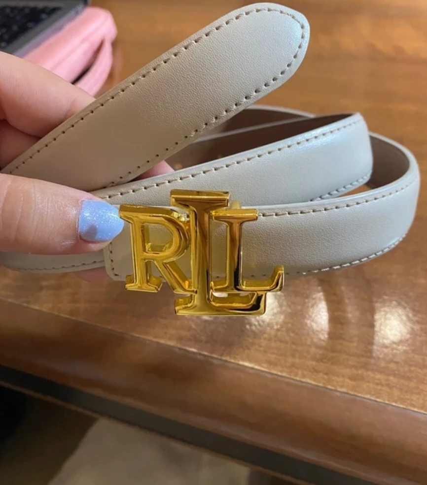 cinto creme ralph lauren com chapa dourada lindíssimo